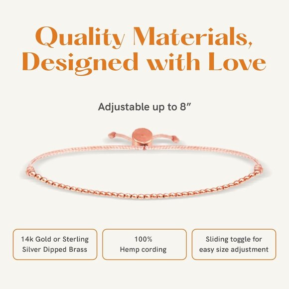 Rose Gold Beaded 14k Gold Dipped Milestone Bracelet for 40th Birthday Women - Picture 2 of 8